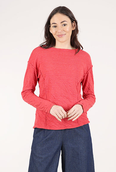 Cut Loose Double-Face Raw-Edge Top, Cherry 
