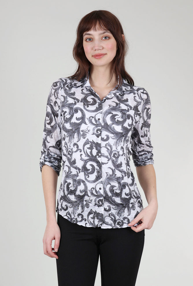 David Cline Roll-Up Sleeve Crinkle Shirt, Jet Print 