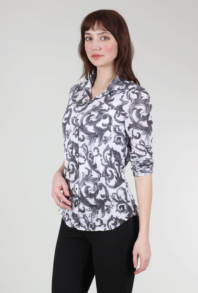 David Cline Roll-Up Sleeve Crinkle Shirt, Jet Print 