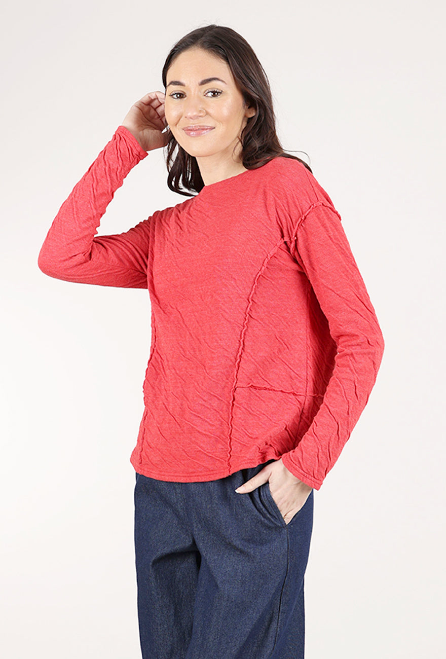 Cut Loose Double-Face Raw-Edge Top, Cherry 
