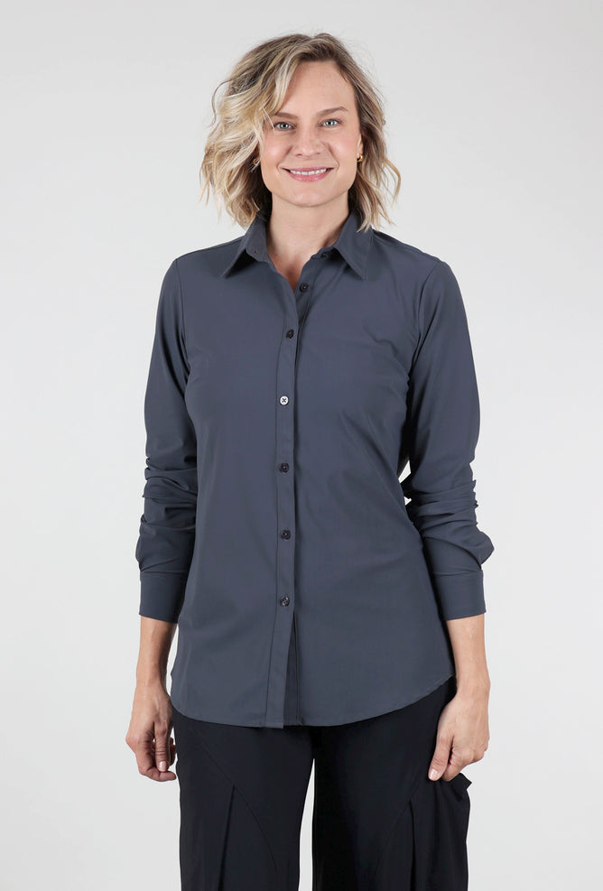 Ameliora Tech Sullivan Button-Up Shirt, Steel 