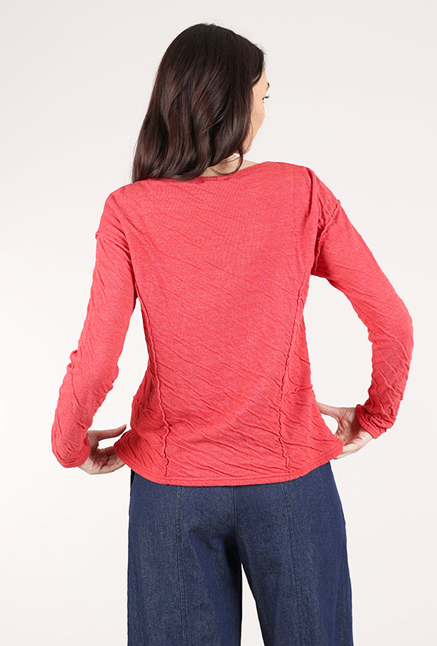 Cut Loose Double-Face Raw-Edge Top, Cherry 