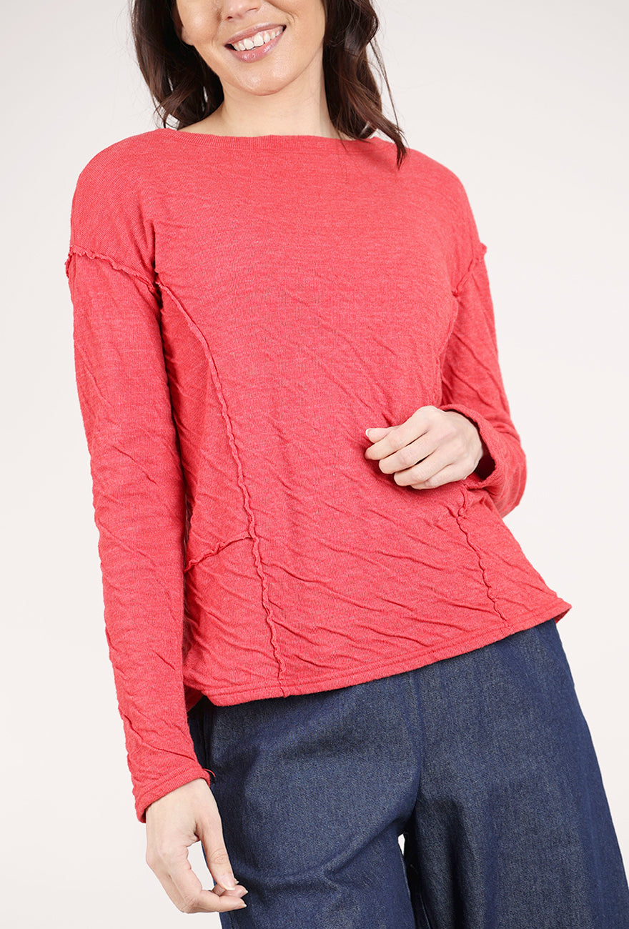 Cut Loose Double-Face Raw-Edge Top, Cherry 