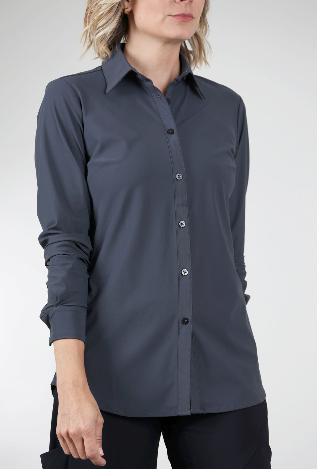 Ameliora Tech Sullivan Button-Up Shirt, Steel 