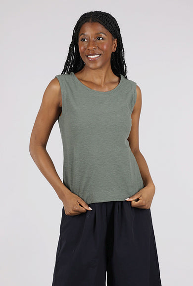 Cut Loose Linen-Cotton Jersey Shell, Clay 