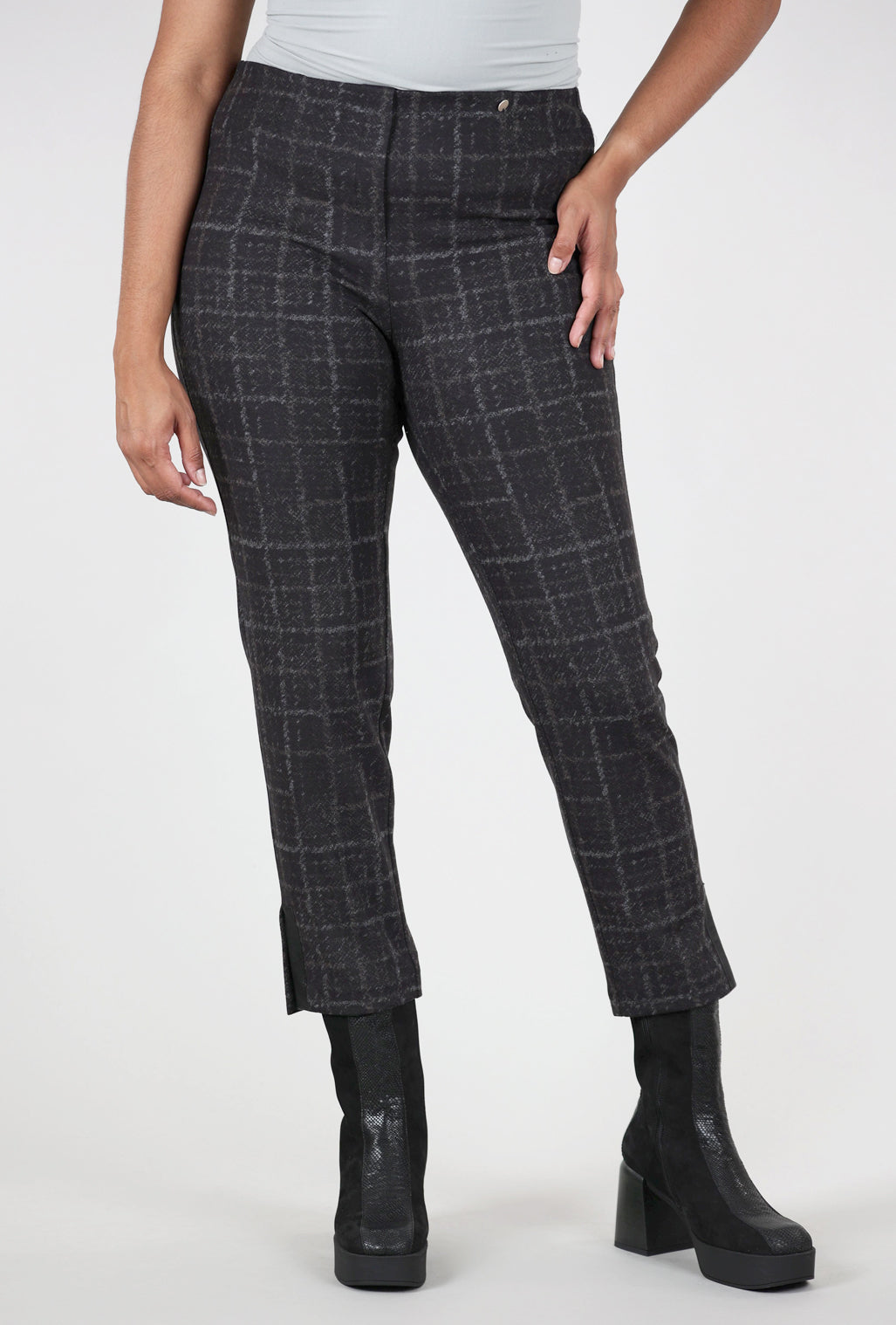 Robell Rose Plaid Pant, Charcoal 