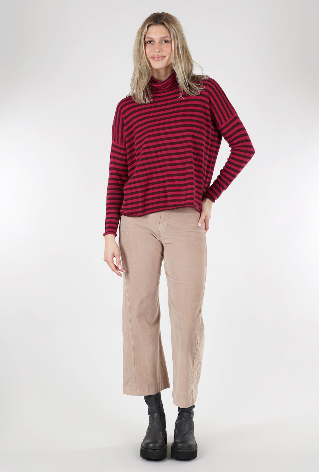 Alessandro Aste Otura Stripe Cashmere Sweater, Magenta 