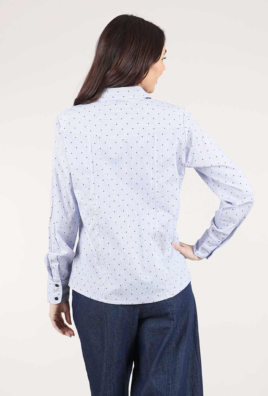 Sunday Pindot Button-Up, Blue 