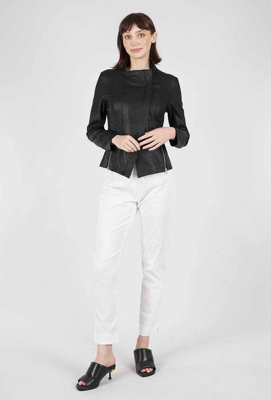 Clara Sun Woo Liquid 'Leather' Knit Jacket, Black 