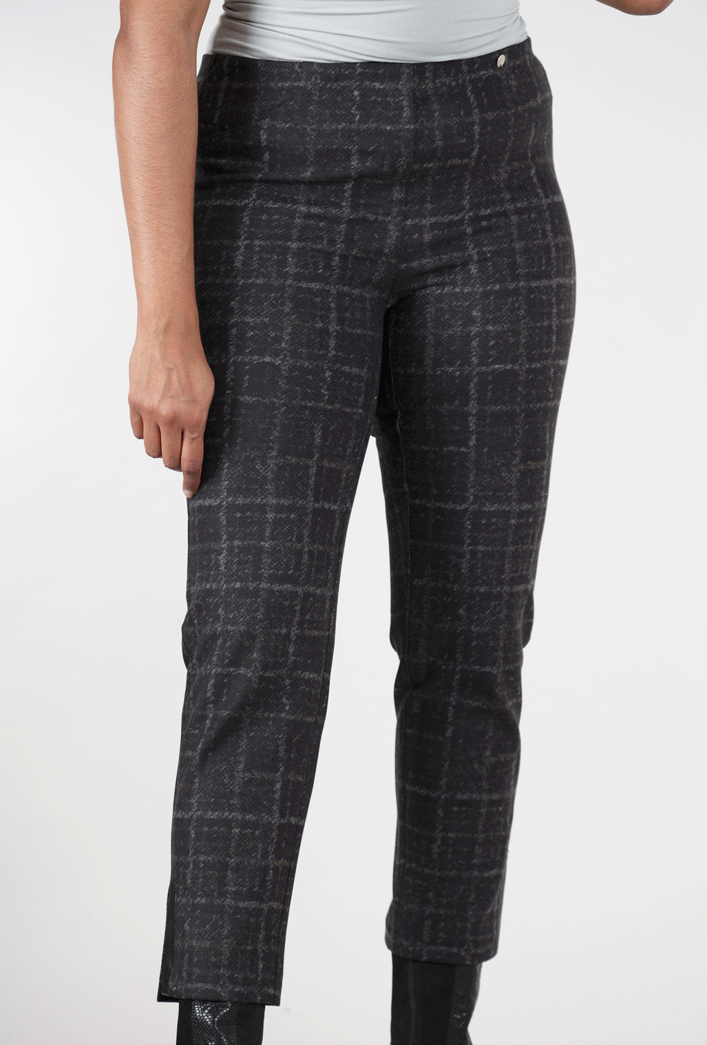 Robell Rose Plaid Pant, Charcoal 