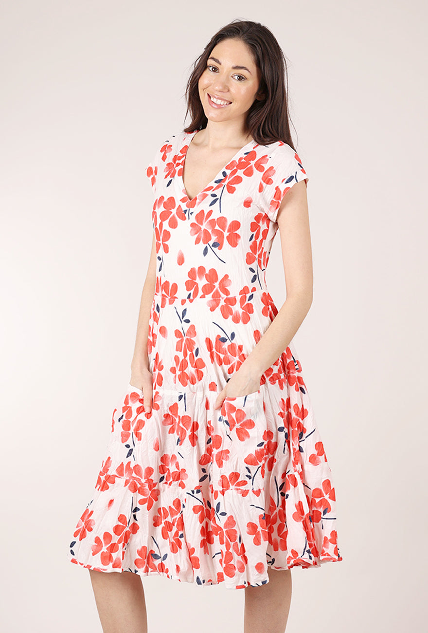 Dress Addict Jalan Dress, Coral/White 
