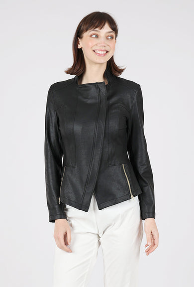 Clara Sun Woo Liquid 'Leather' Knit Jacket, Black 