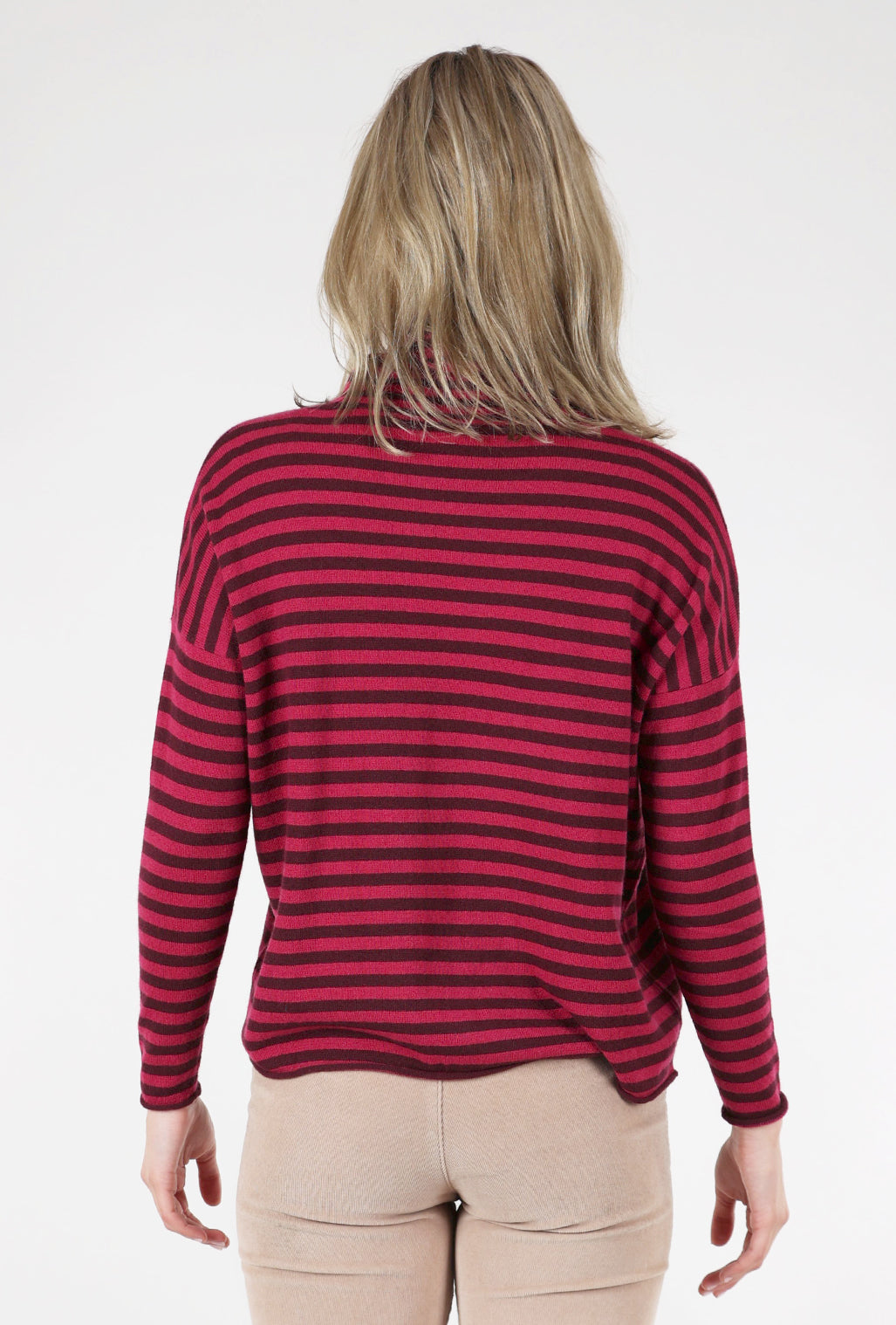 Alessandro Aste Otura Stripe Cashmere Sweater, Magenta 