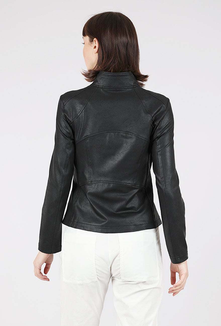 Clara Sun Woo Liquid 'Leather' Knit Jacket, Black 