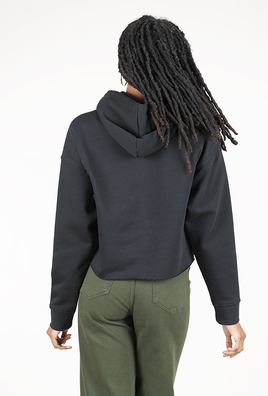 Favorite Daughter The Cropped Collegiate Hoodie, Black/Stone 