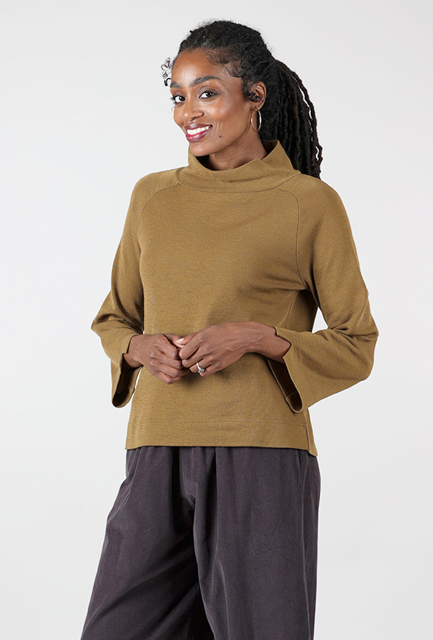 Funnel Saddleback Wool Top, Bronze Angle 2