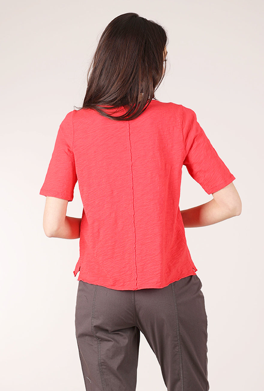 Mododoc Half Sleeve Split Vee Tee, Fiery Glow 