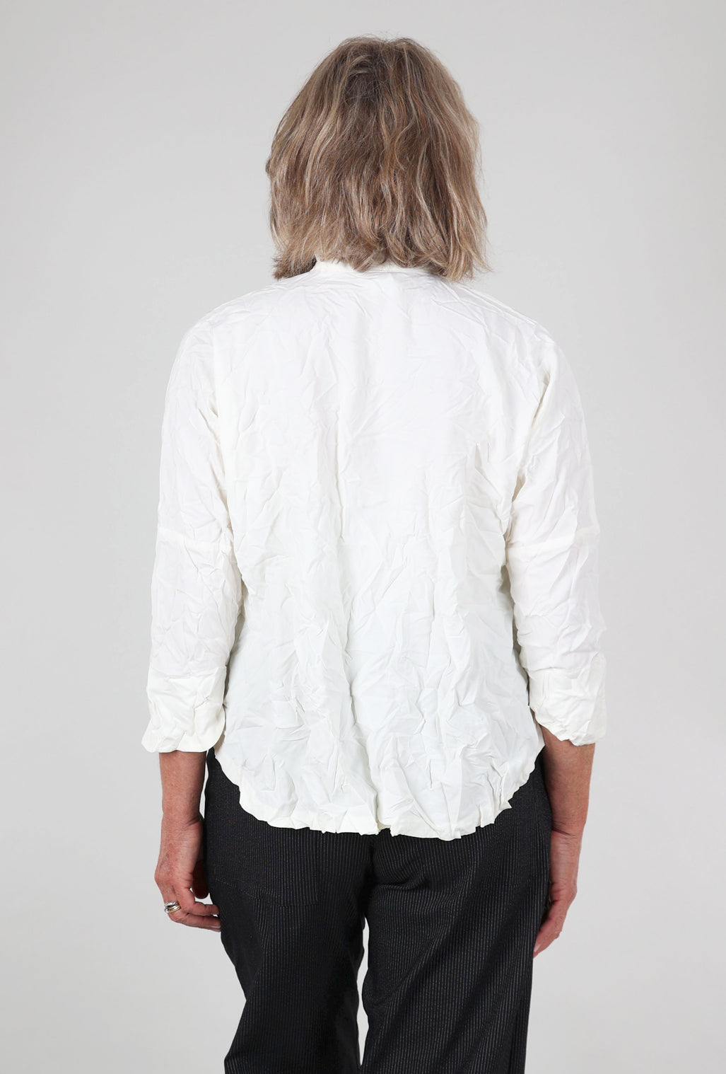 M Square Crinkled Circular Shirt Jacket, Bleach 