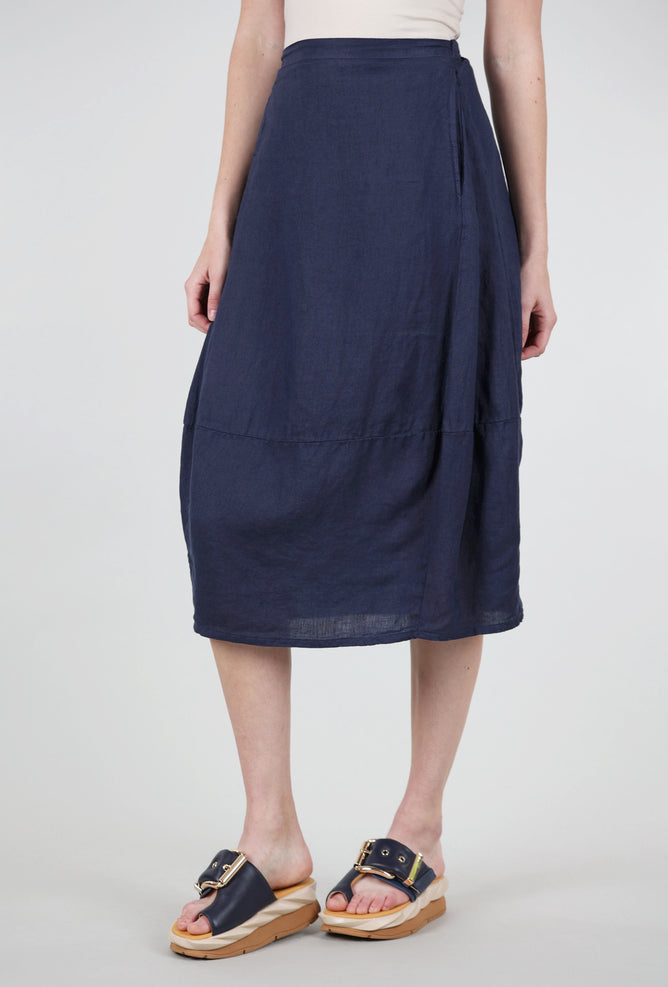 Cut Loose Linen Side-Pleat Skirt, Night Sky 