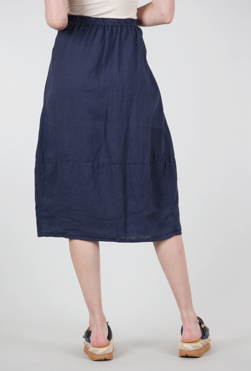 Cut Loose Linen Side-Pleat Skirt, Night Sky 