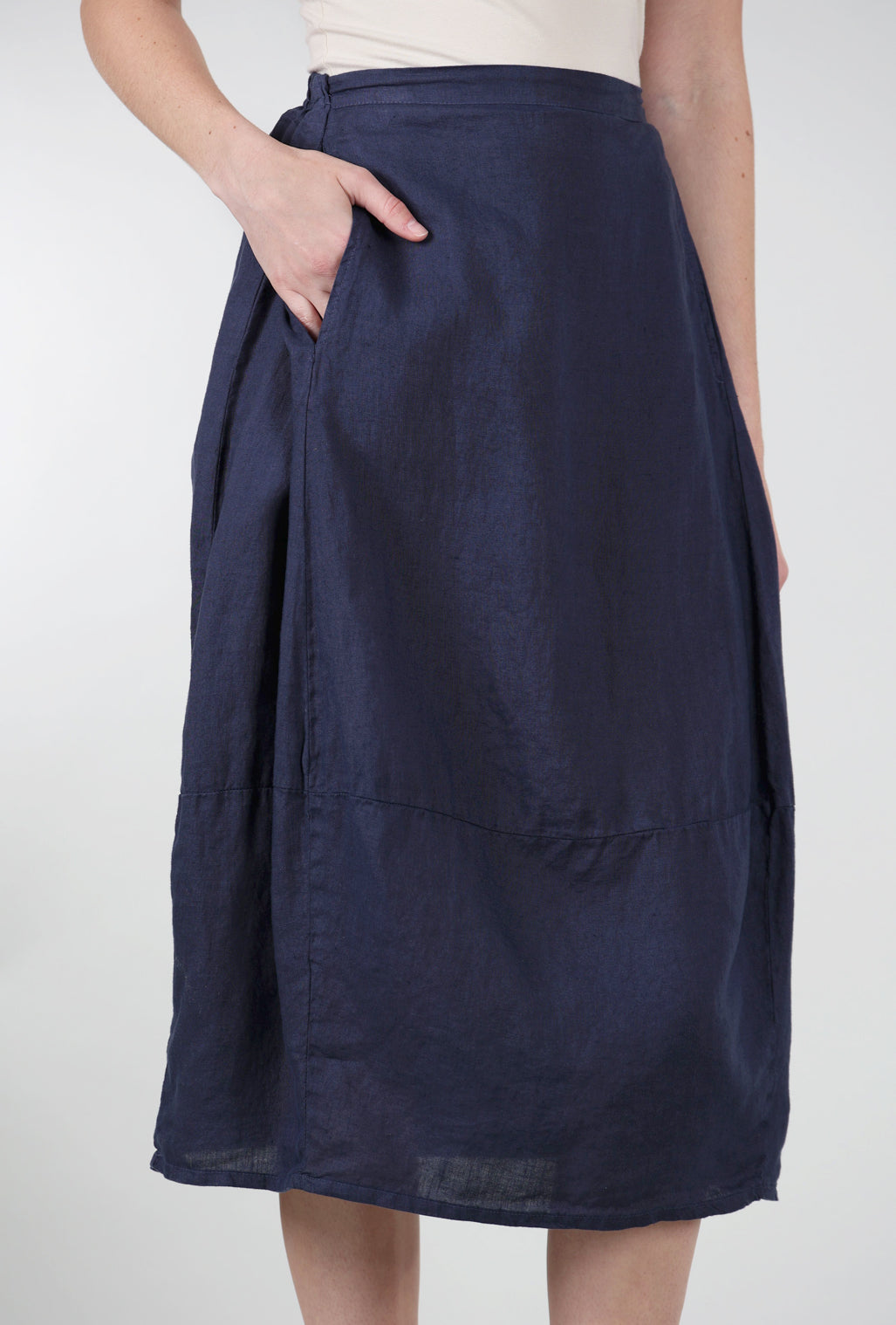 Cut Loose Linen Side-Pleat Skirt, Night Sky 