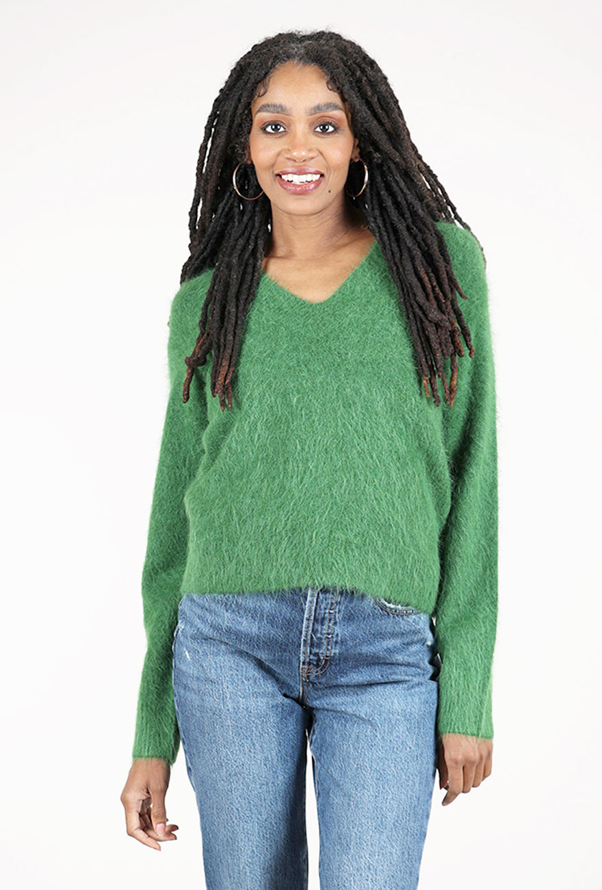 Pistola Kit V-Neck Pullover Sweater, Winter Green 