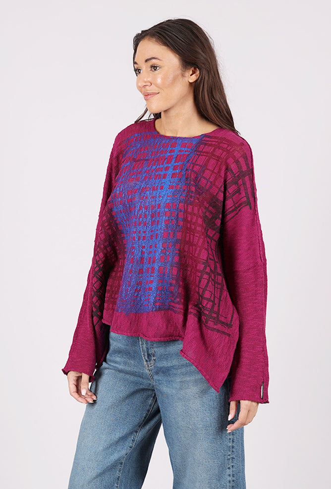Paper Temples Bota Pullover, Berry/Ombre Hatch 