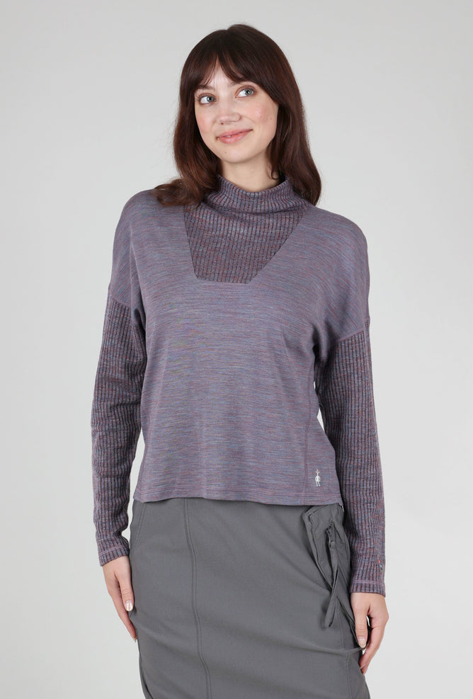 Smartwool Thermal Merino Rib Inset Top, Chalk Violet Heather 