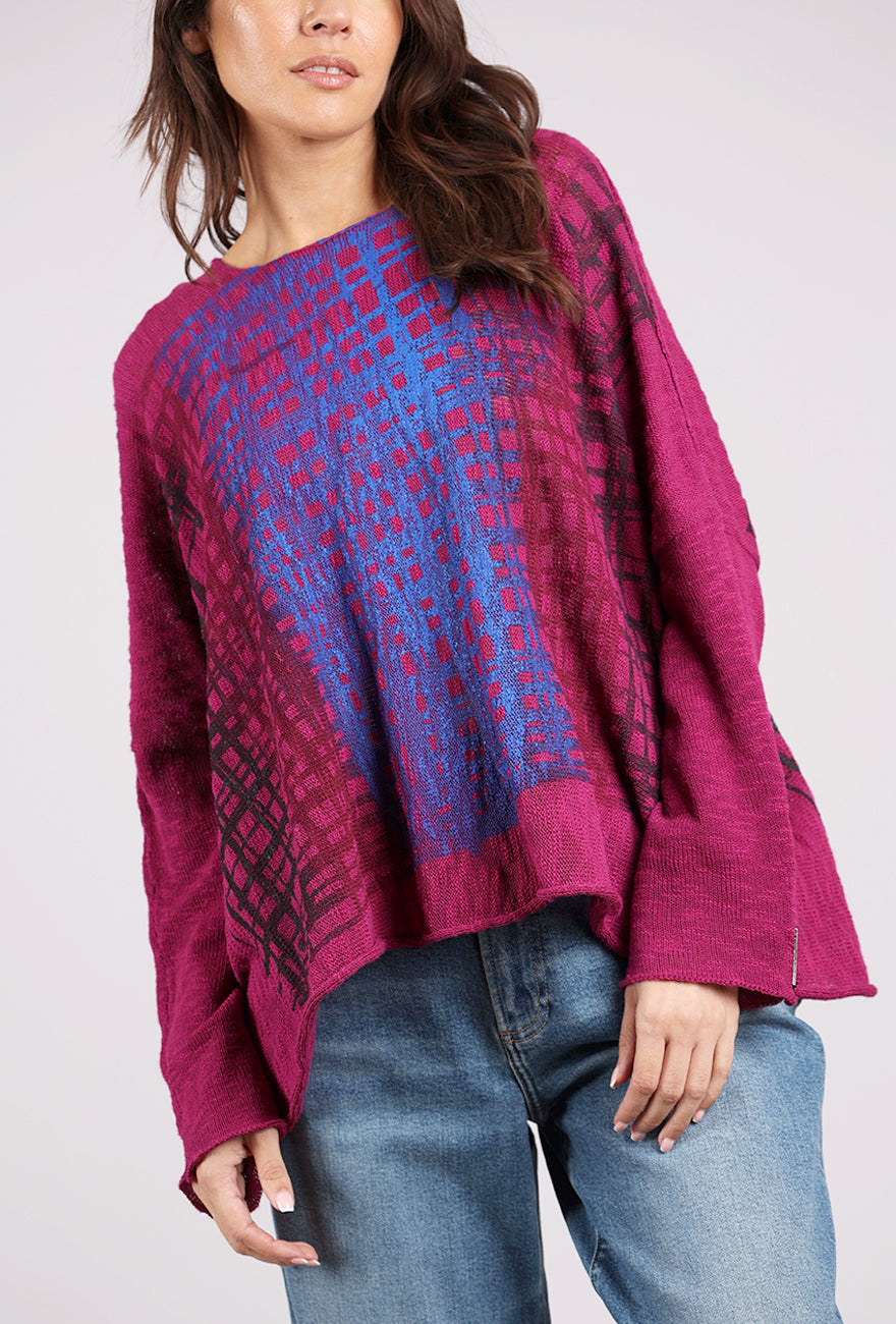 Paper Temples Bota Pullover, Berry/Ombre Hatch 