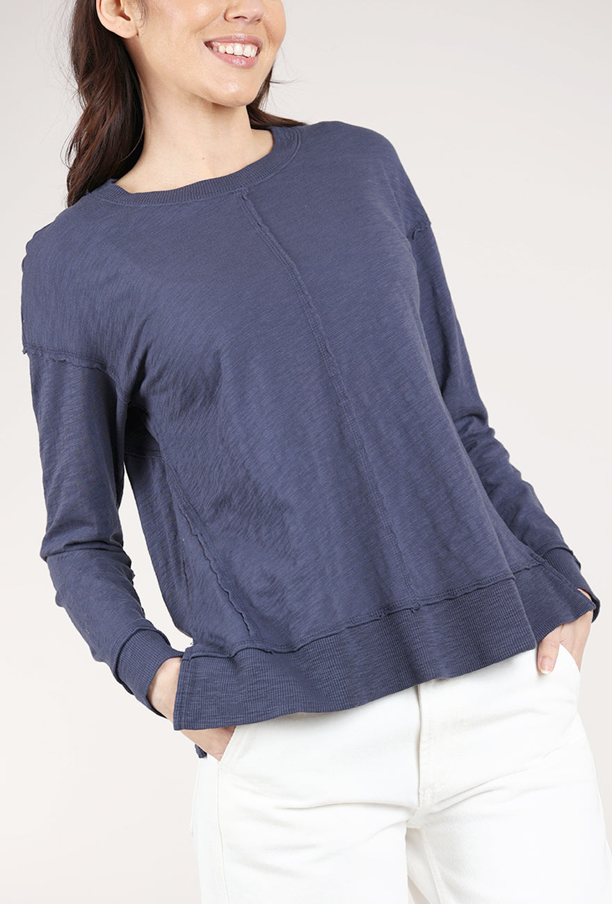 Mododoc L/S Seamed Crewneck, Sailor Blue 