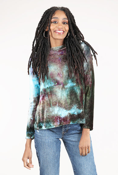 Heyne Bogut Hand-Dyed Velvet Boatneck Top, Chambray Mix 