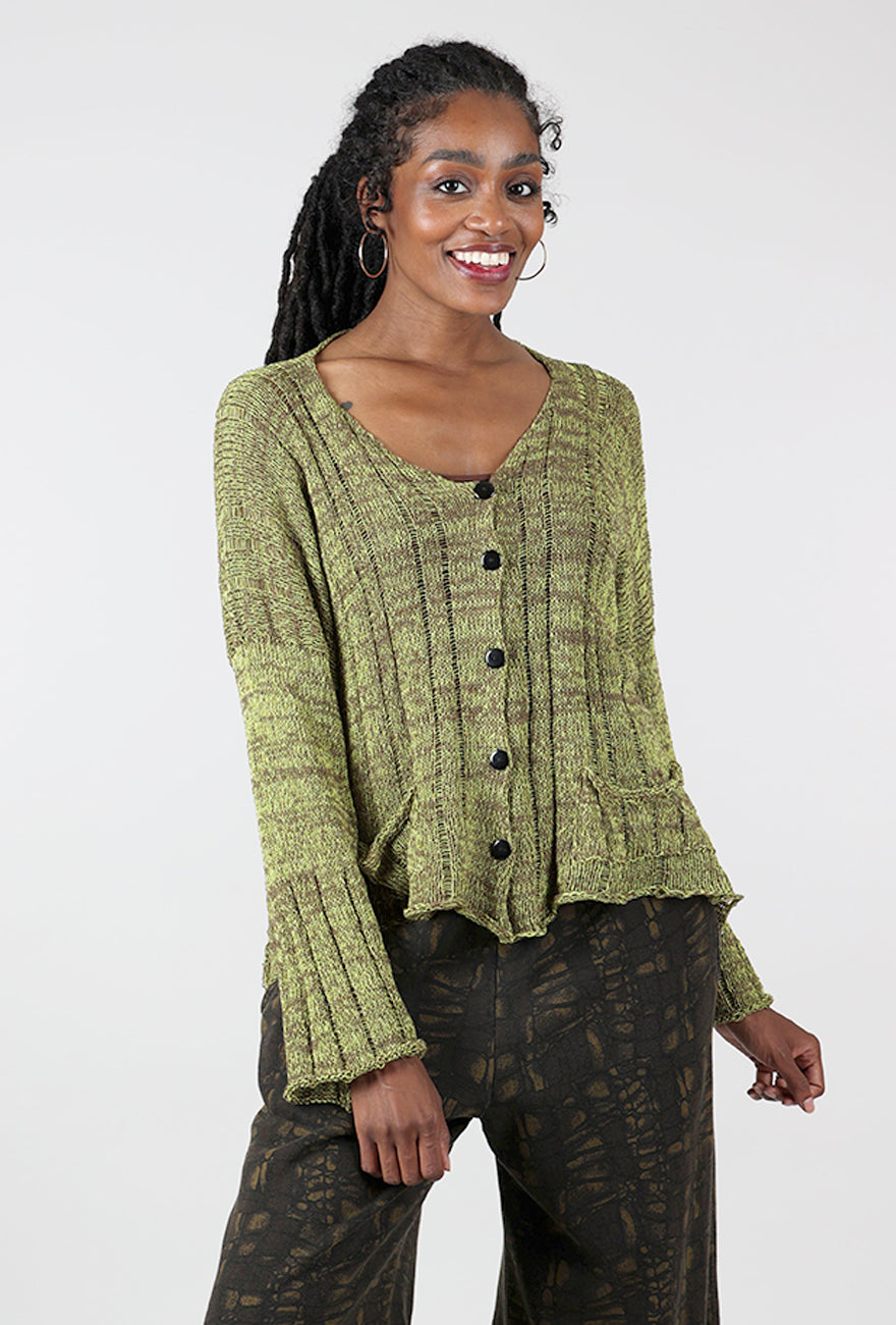 Paper Temples Foxy Crop Cardie, Green 
