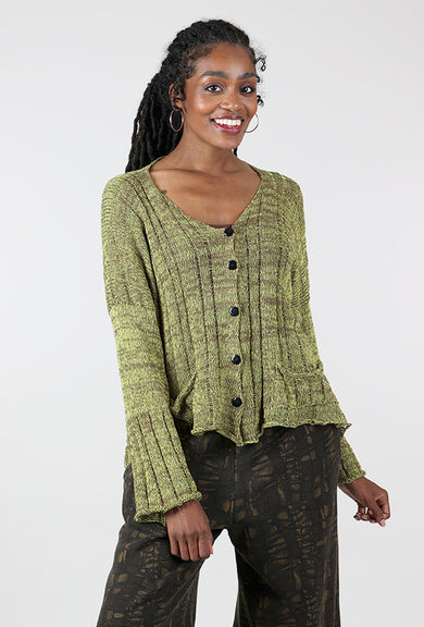 Paper Temples Foxy Crop Cardie, Green 