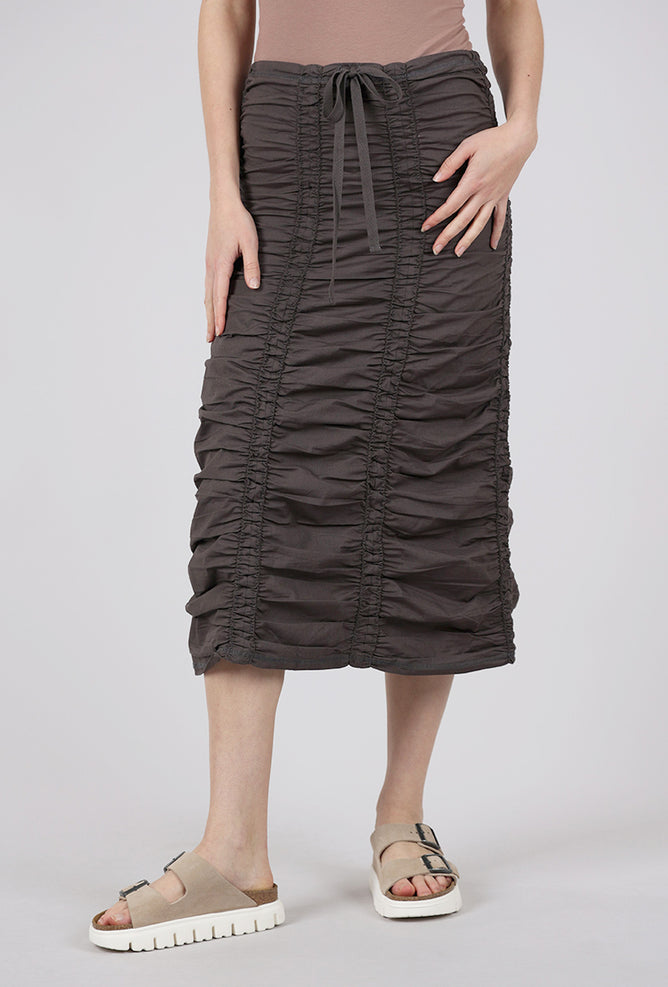 Double Shirred Skirt, Charcoal