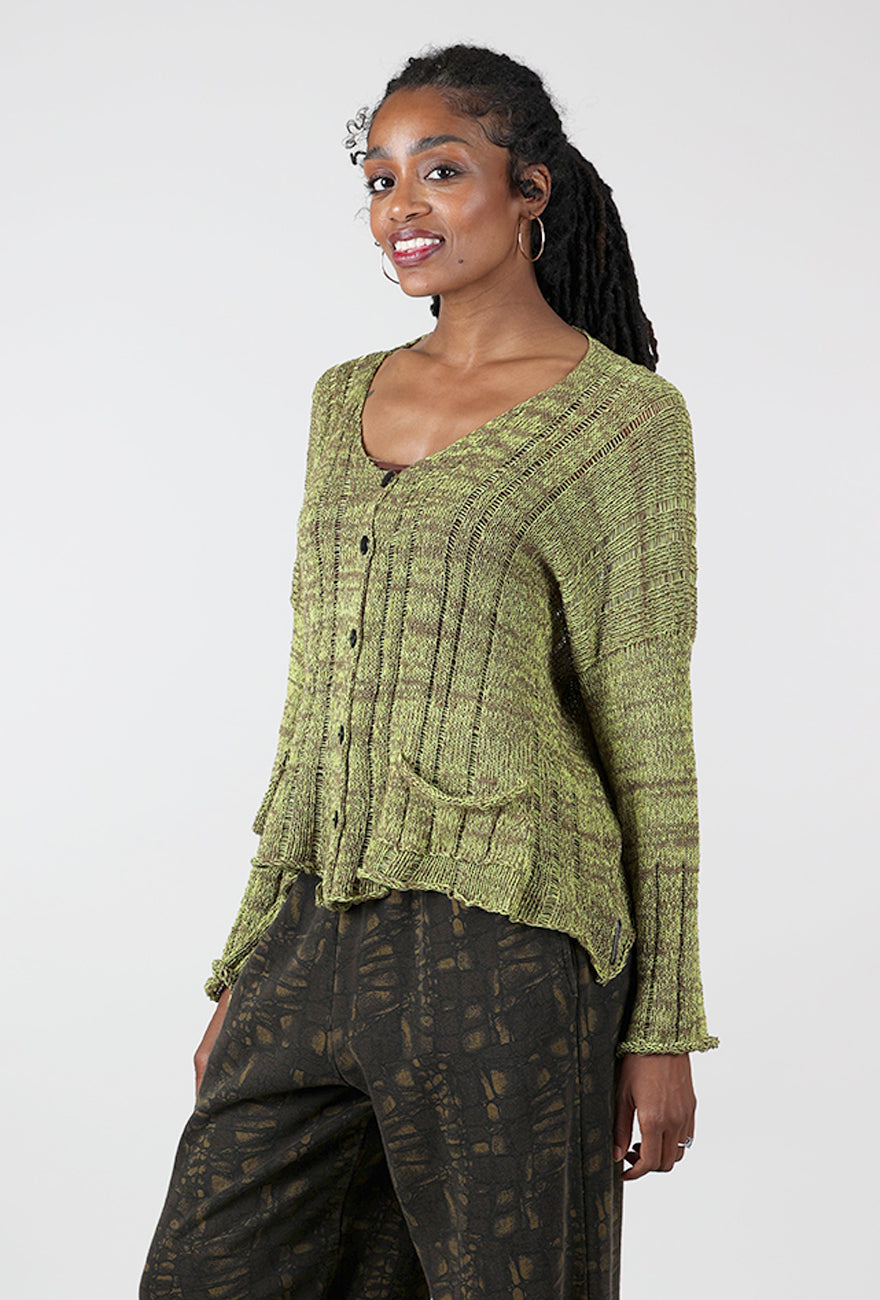 Paper Temples Foxy Crop Cardie, Green 