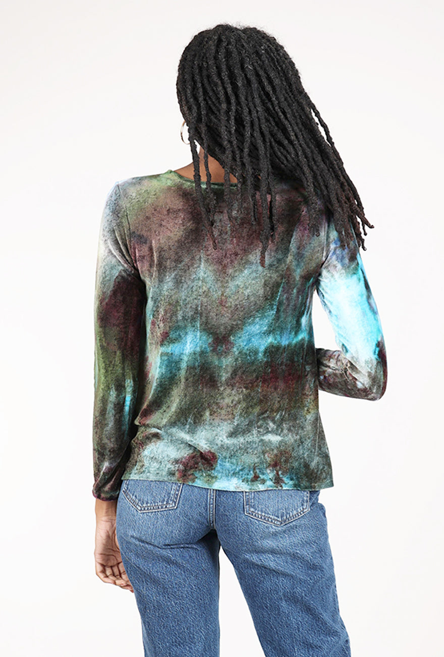 Heyne Bogut Hand-Dyed Velvet Boatneck Top, Chambray Mix 