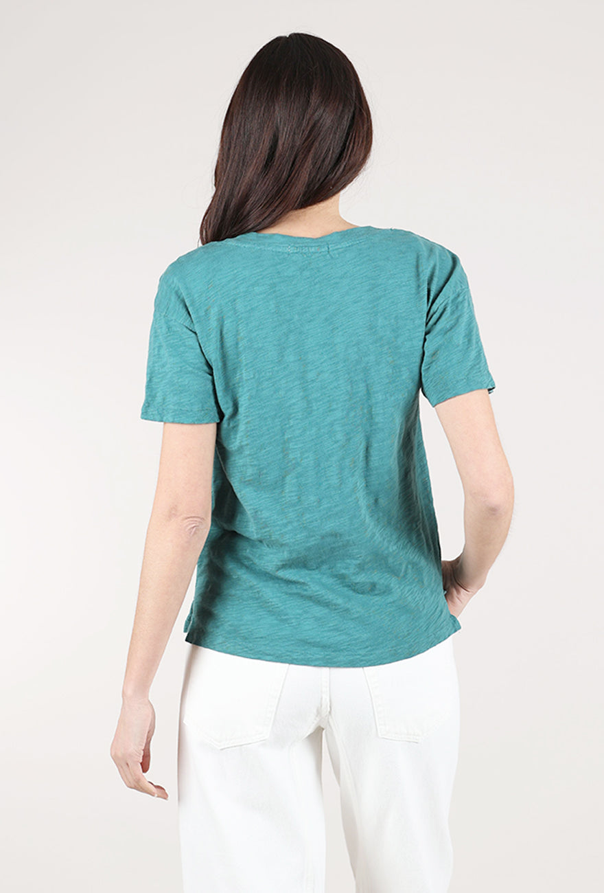 Mododoc S/S V-Neck Boxy Tee, Frozen Teal 