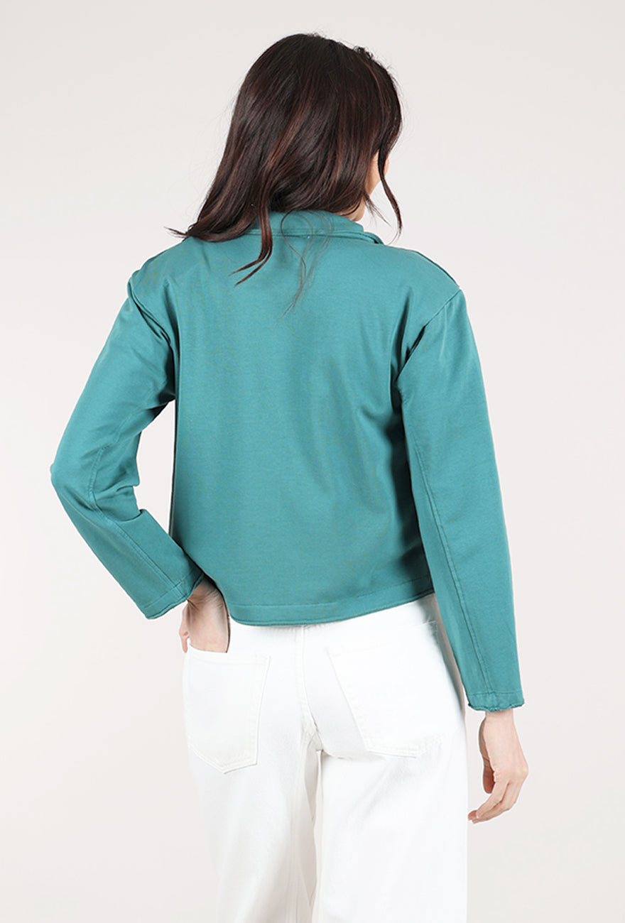 Mododoc Double-Breasted Crop Jacket, Frozen Teal 