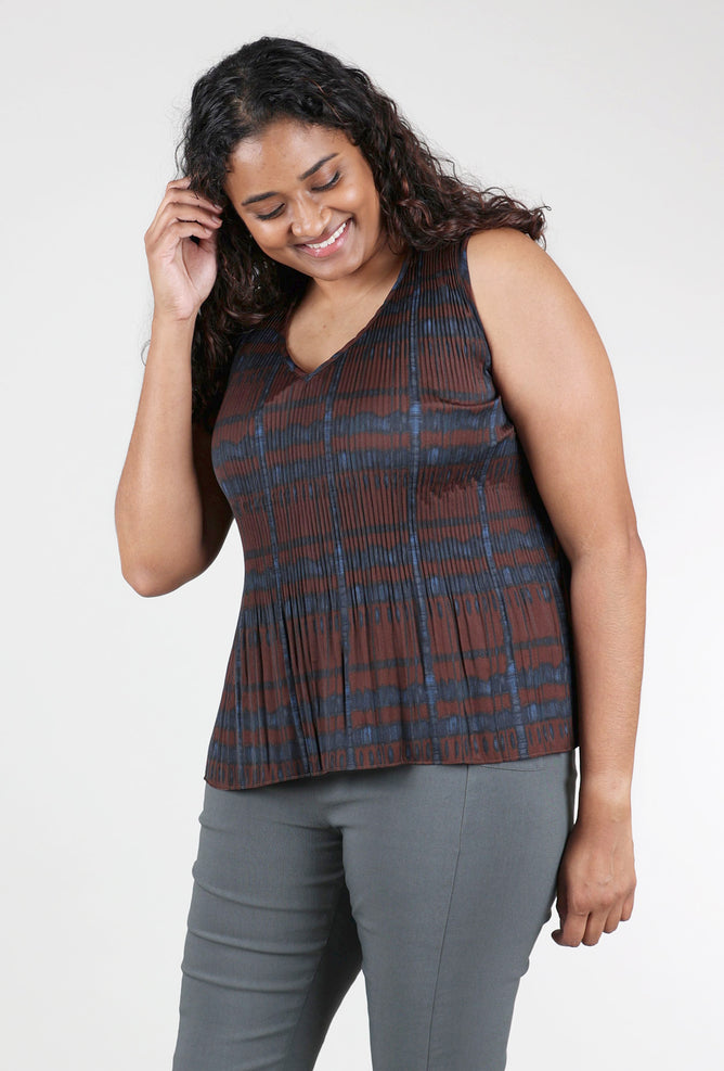 Grade & Gather Pleat Print Top, Cocoa 