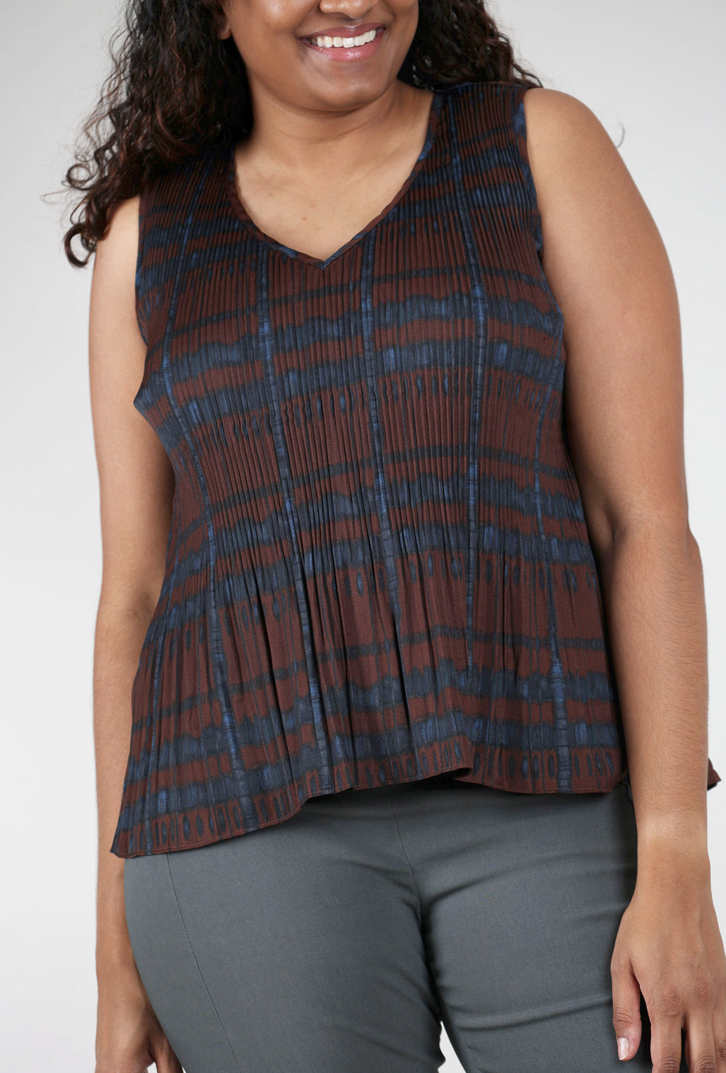 Grade & Gather Pleat Print Top, Cocoa 