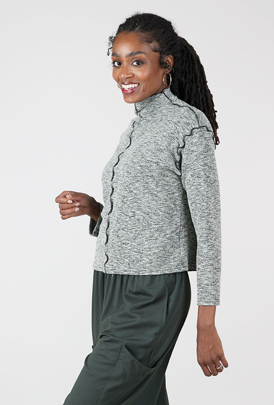 Cut Loose Crimped Funnel Pullover, Leek 