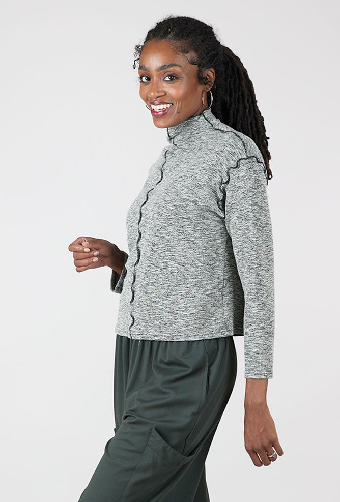 Cut Loose Crimped Funnel Pullover, Leek 
