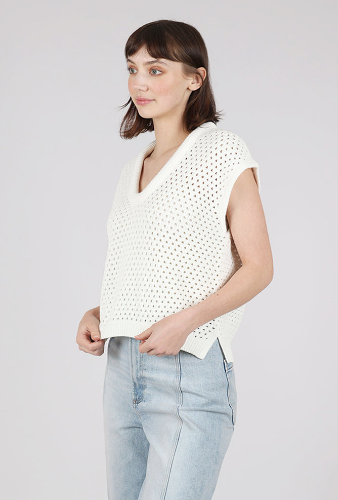 Pistola Beck Open Knit Cropped Sweater, Le Blanc 