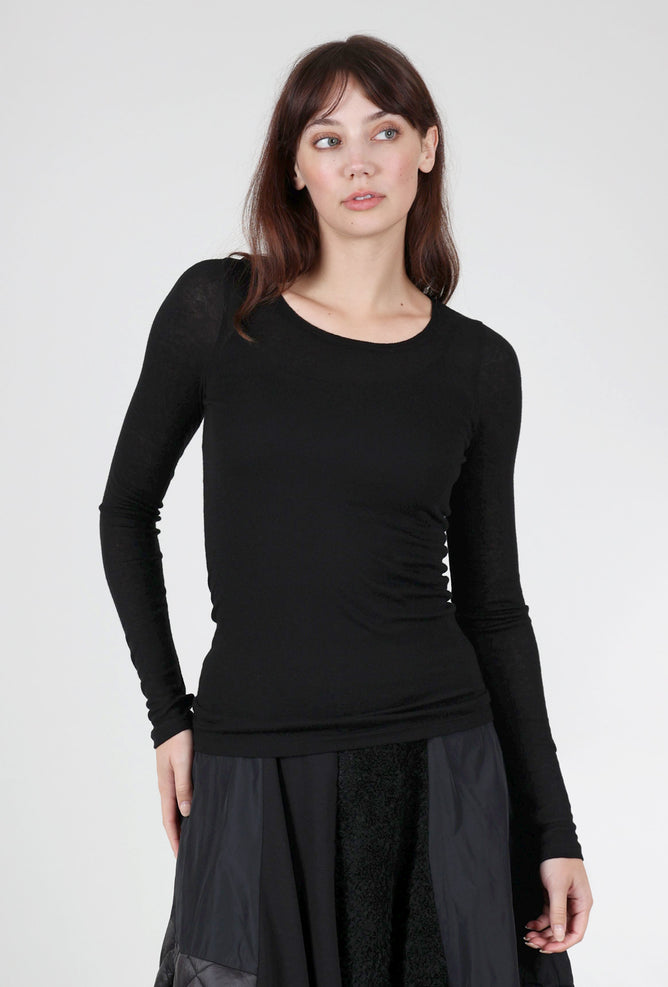 Cotelac Fine Wool-Blend Layering Top, Black 