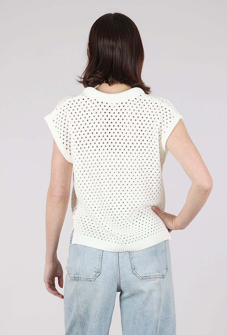 Pistola Beck Open Knit Cropped Sweater, Le Blanc 