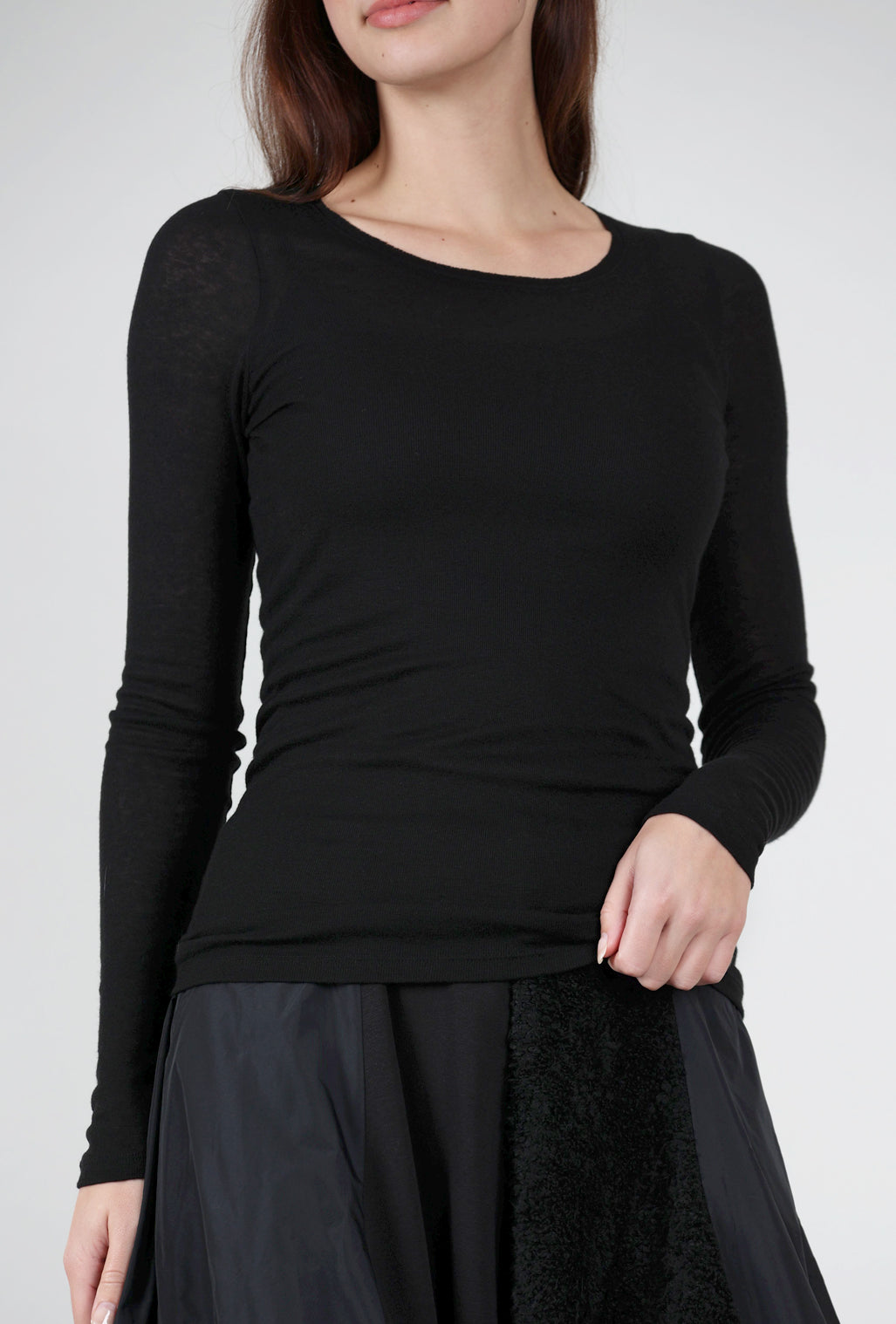 Cotelac Fine Wool-Blend Layering Top, Black 