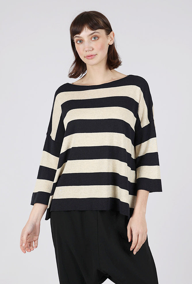 Alembika Edy Stripe Sweater, Navy/Ecru 
