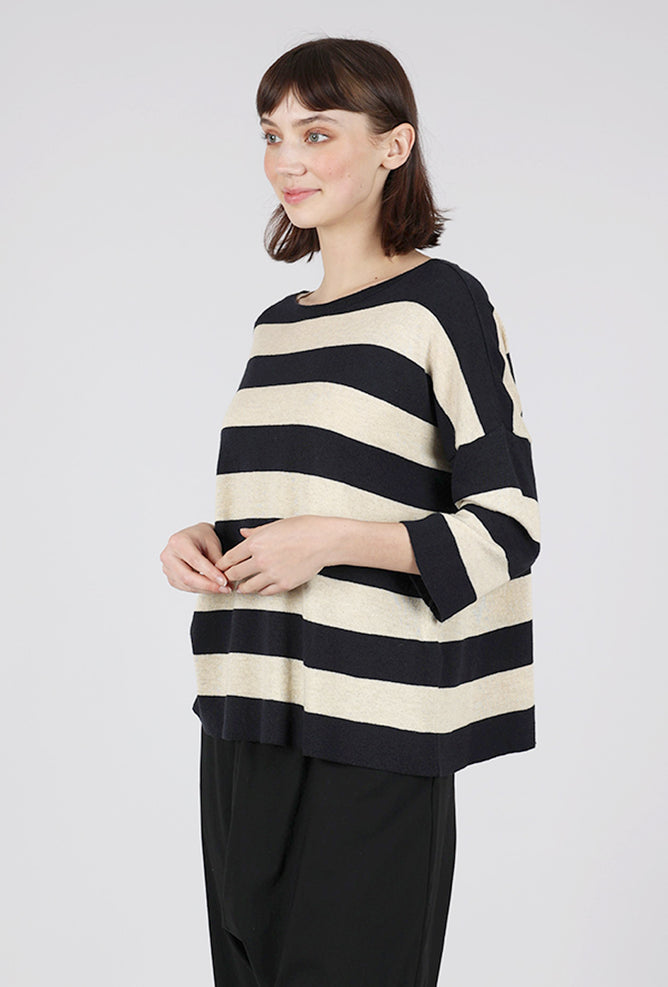 Alembika Edy Stripe Sweater, Navy/Ecru 