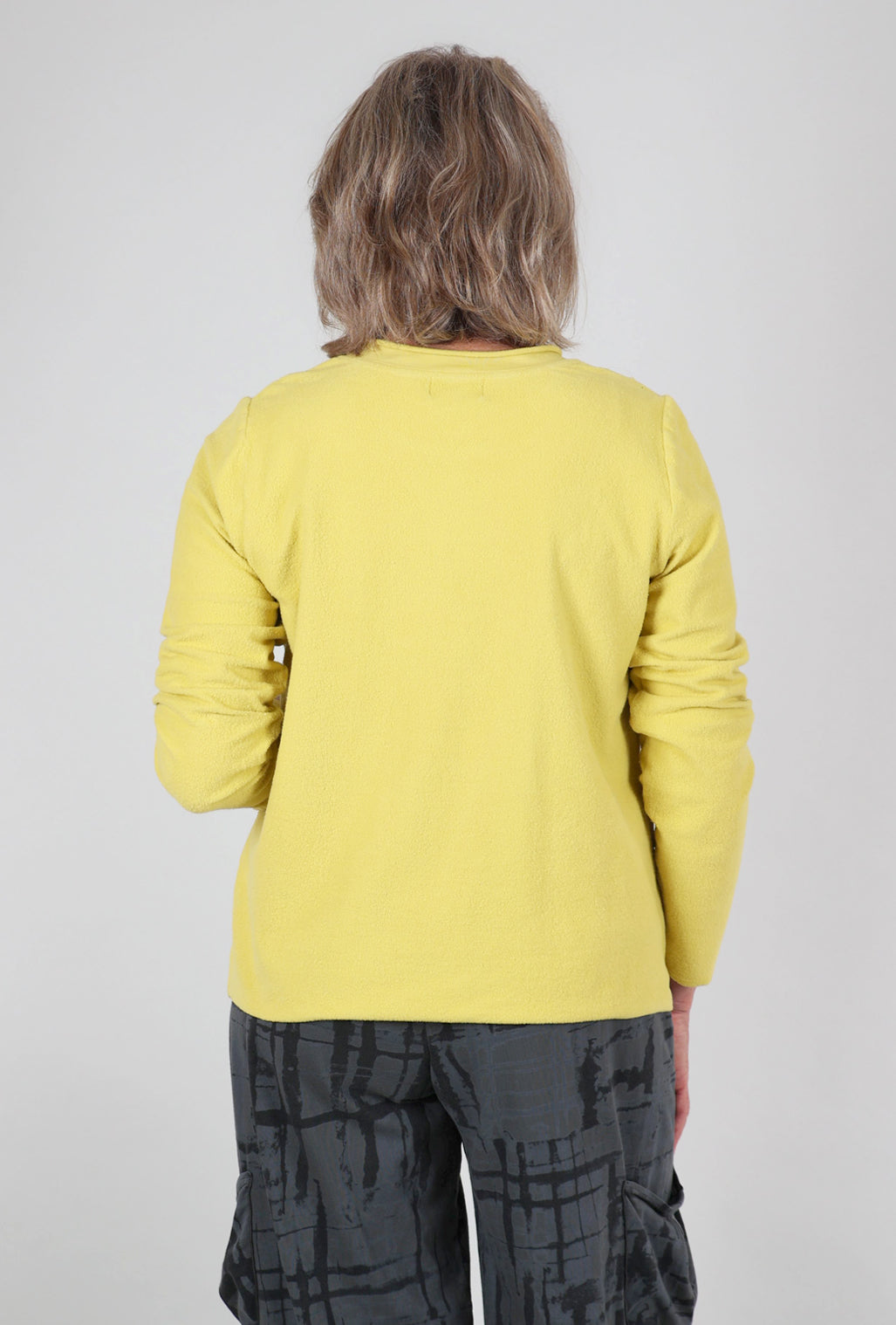 Fenini Seam Details Fleece Top, Yellow 