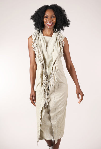 Rundholz Lace Cascade Slim Dress, Linen Fog 